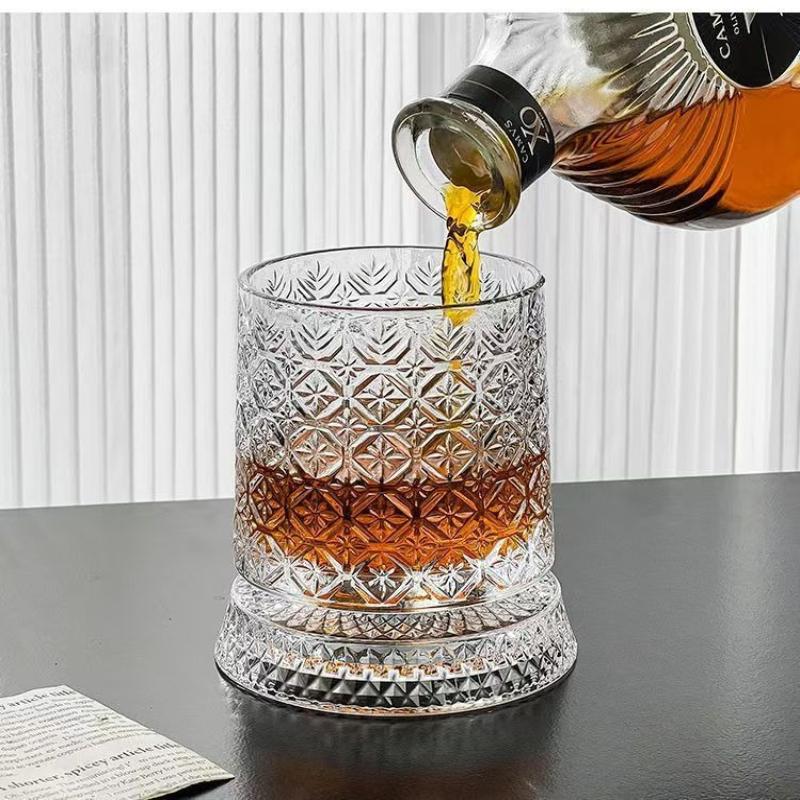 260ML Stress Relief Rotating Drinking Glass Premium Crystal Beer Cup With Base for Home Office Bar Relaxation