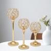 3pcs Tall Votive Candlestick Holders Gold Candle Holders Crystal Candlestick Holders for Dining Table Wedding Decor