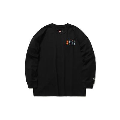 Li Ning Sports Fashion Series Loose Casual Round Neck Long Sleeve T-Shirt Men Tops Black AHSR387-2