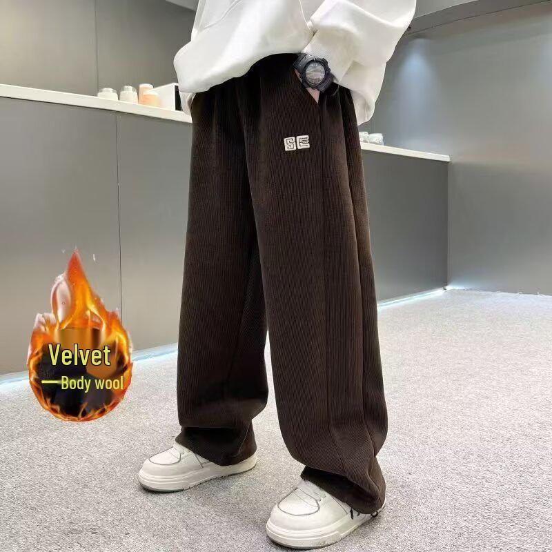 Girls  Embroidered Wide-Leg Velvet Pants - Autumn/Winter 2025 Collection 160 cm