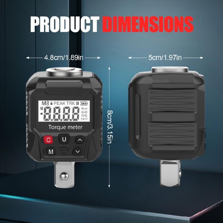 Digital Torque Meter for Ratchet Wrenches, 1/2Inch Drive, High Precisions, 2 Mode, 4 Unit, Data Storage, LED & Audios Prompt, Backlit