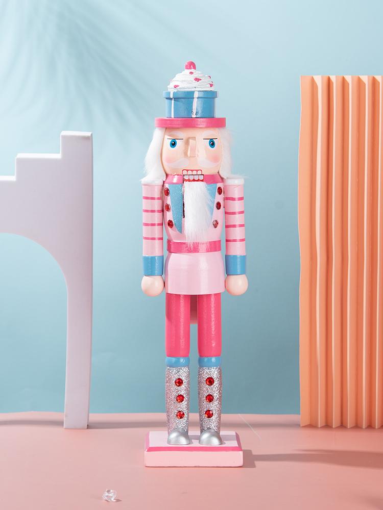 Pink Candy Style Wooden Nutcracker Ornament