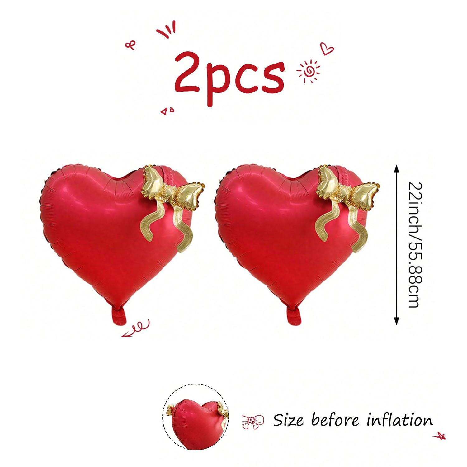 

2/4 red heart-shaped bow balloons for proposal wedding parties, Valentine s Day, love themed parties, birthday parties Decor Other