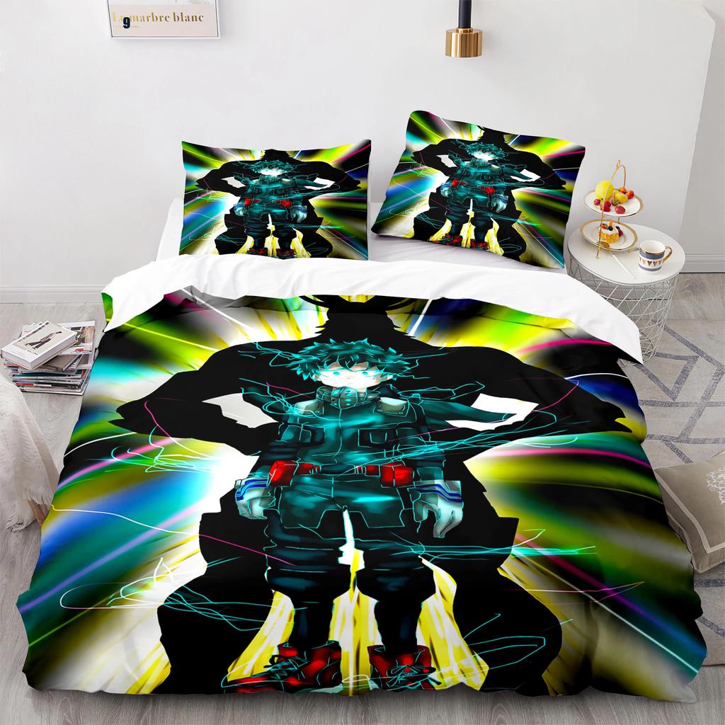 New Japan Anime My Hero Academia Printed Bedding Set Cartoon Duvet Covers Pillowcases Comforter Bedding Set Bedclothes Bed Linen