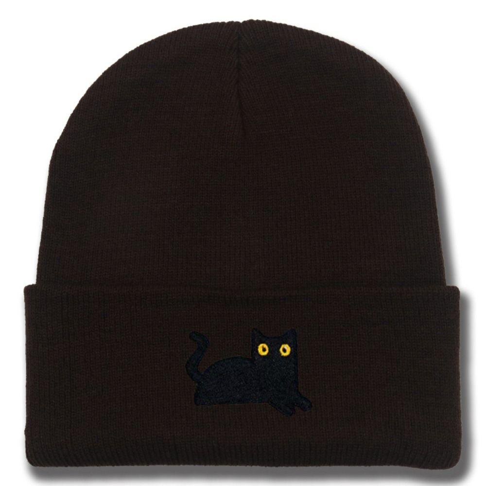 Cute Embroidered Cat Knitted Hat Warm Winter Caps Cute Knit Beanies Winter