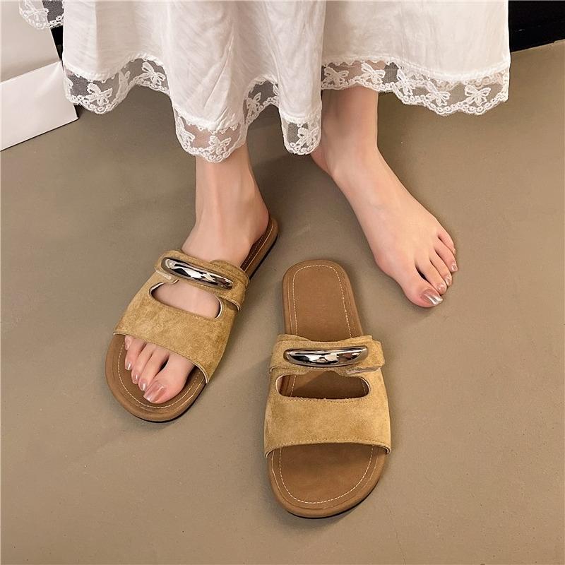 Mode Strandschuhe Hausschuhe Lässige Slipers Damen Pantoletten Luxus 2025 Flach Gummi Weich Klettverschluss Mode Schuhe Hausschuhe Flach Schlupf