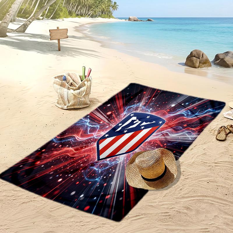 Asciugamano da Spiaggia Stampato Atletico Madrid Asciugamano Morbido ad Asciugatura Rapida Coperta da Spiaggia Rettangolare Grande Portatile per Viaggio Piscina