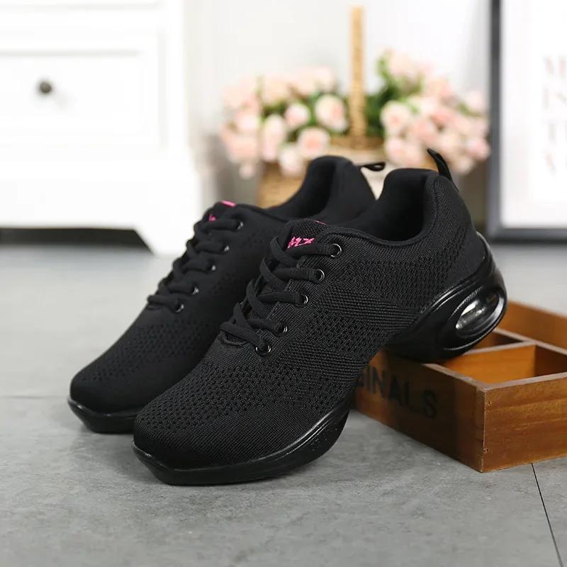 Soft Sole Jazz Shoes Mesh Woman Ladies Modern Soft Outsole Dance Sneakers Breathable Lightweight Dancing Fitness Shoes
