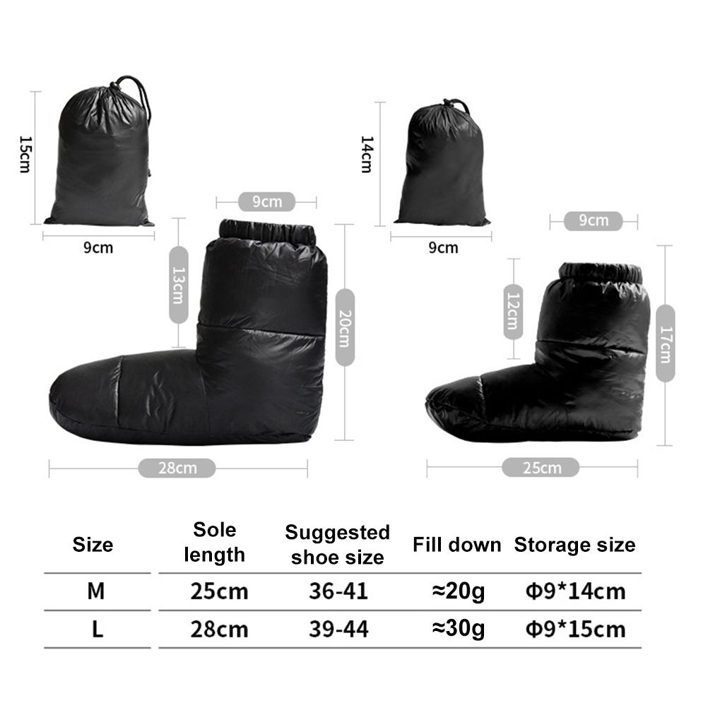 Winter Down High Top Socks Waterproof Duck Down Booties Drawstring Closure Down Filled Foot Cover