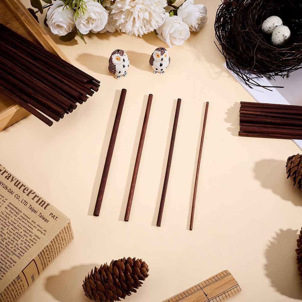 OLYCRFAT 32Pcs 4 Size Walnut Dowel Rods 6 Inch Long Dowel Rods Wood Sticks 2.7/4/4.5/5.8mm Dia Unfinished Round Sticks Wooden Carving Blocks for
