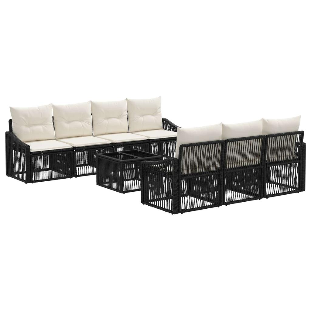 8 Piece Garden Sofa Set Black Poly Rattan
