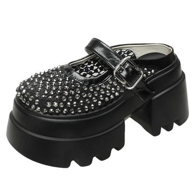 Modne 10 cm Klapki Wsuwane ze Skóry Syntetycznej Nowe 2025 Letnie Sandały na Platformie Bling Kobieta ROME Szpilki Codzienne Klapki Zapatos