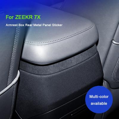 For Zeekr 7X 2024 2025 Super Suede Armrest Rear Metal Panel Trim Cover Interior Decoration Sticker Modification Accessories