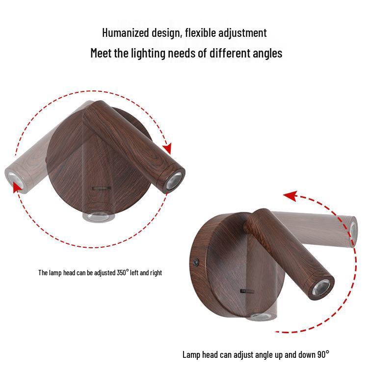 Walnut Wall Lamp with Switch - Bedroom & Hotel Bedside Reading Light
