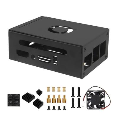 Protective Metal Case With Cooling Fan And Heatsinks For Orange Pi 5 (N515) Easy Access GPIO Ports