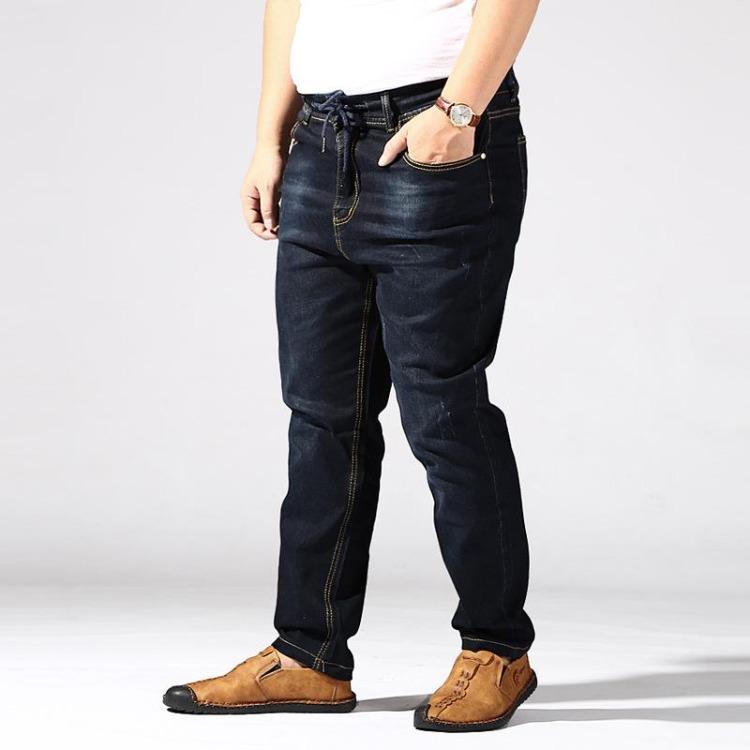Elastic High Stretch Loose Fit Jeans for Men Plus Size Fat Big Pants XL Optional Comfortable