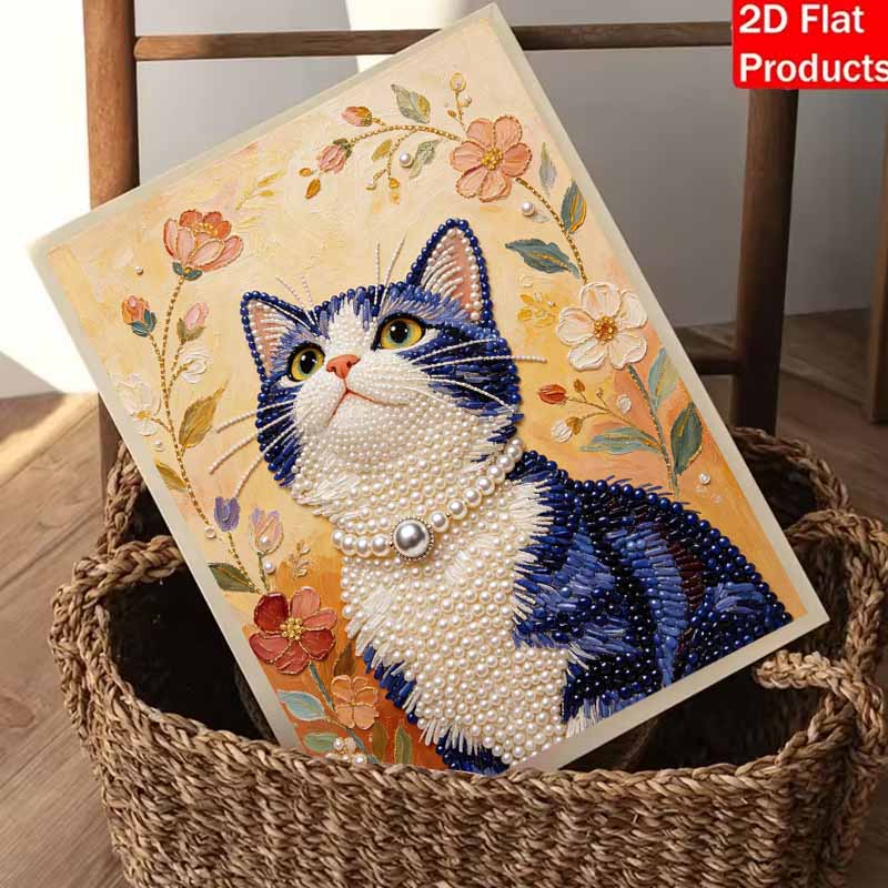 Animal Series Pearl Painting Elegant Cat Diy Handmade 5D Highvalue Hanging Living Room Decoration Painting