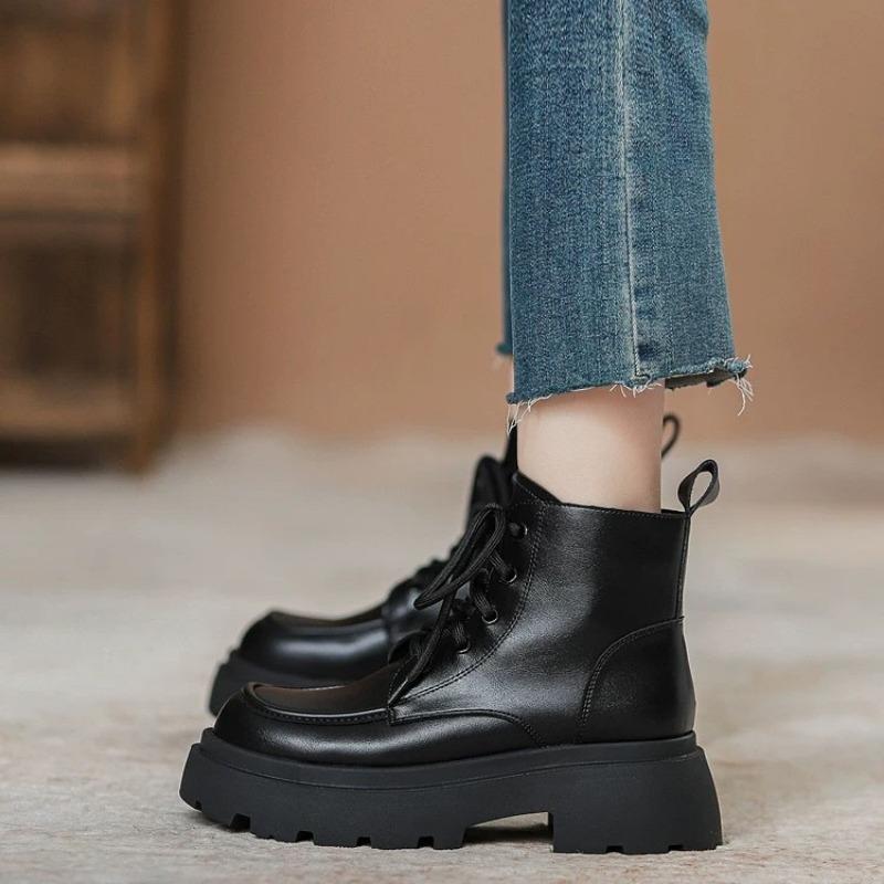 thick-soled Martin boots women's autumn new small height-increasing side zipper versatile locomotive short boots