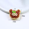 12Pcs Cute Resin Little Bear Bread Donut Charms Simulation Food Crafts Pendants for Earrings Necklace Keychains DIY Jewelry Make