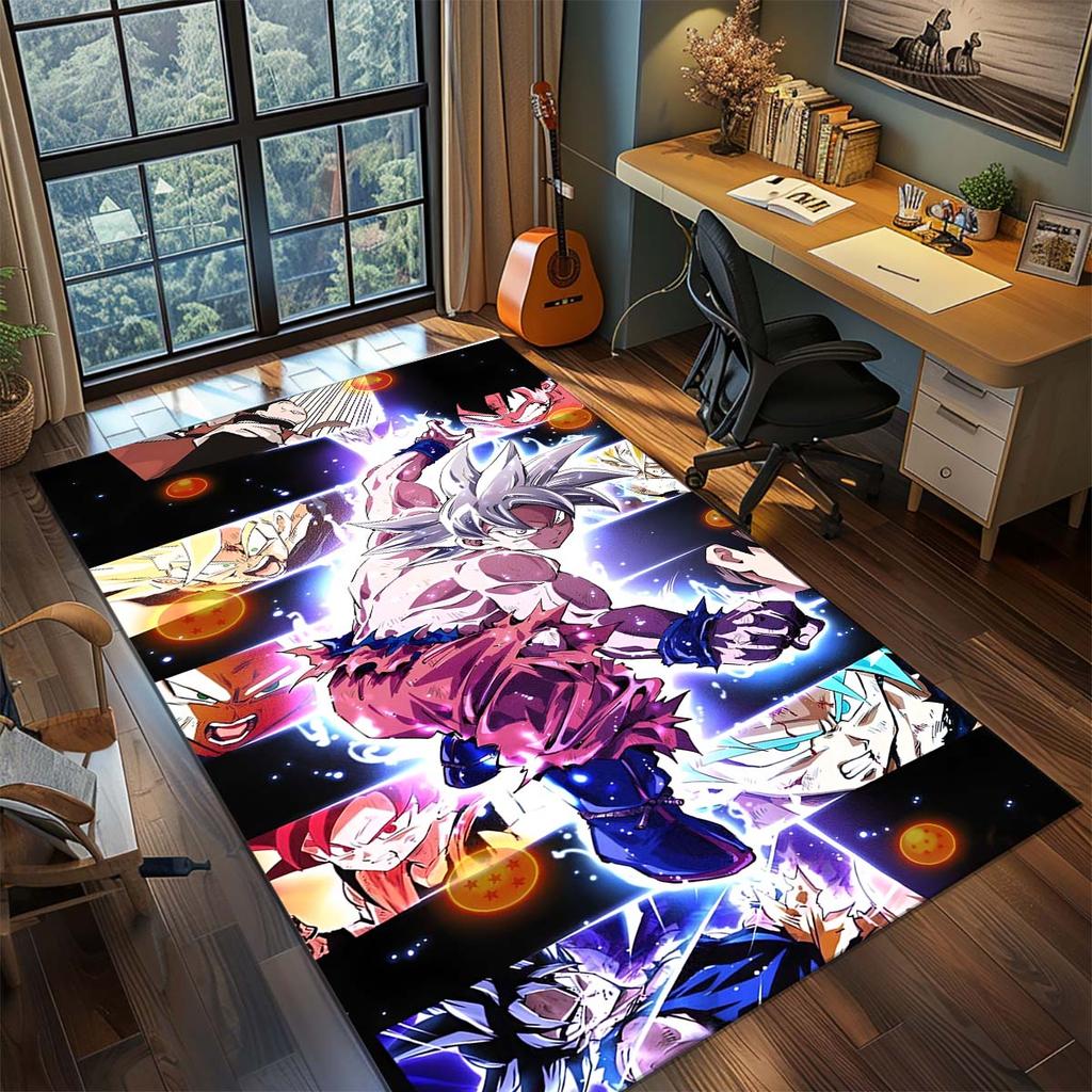 Tappeto Anime Dragon Ball Goku Tappeto Tappeto Grande Area Tappetino Pavimento Antiscivolo Lavabile Stanza Gamer Camera da Letto Decorazioni per la Casa -QJY