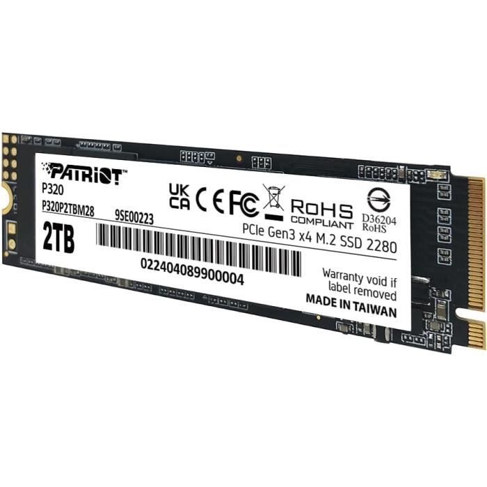Ssd - patriot memory - p320 - 2 to - nvme pcie gen 3x4 - m.2 2280 - 3000mb/s lecture