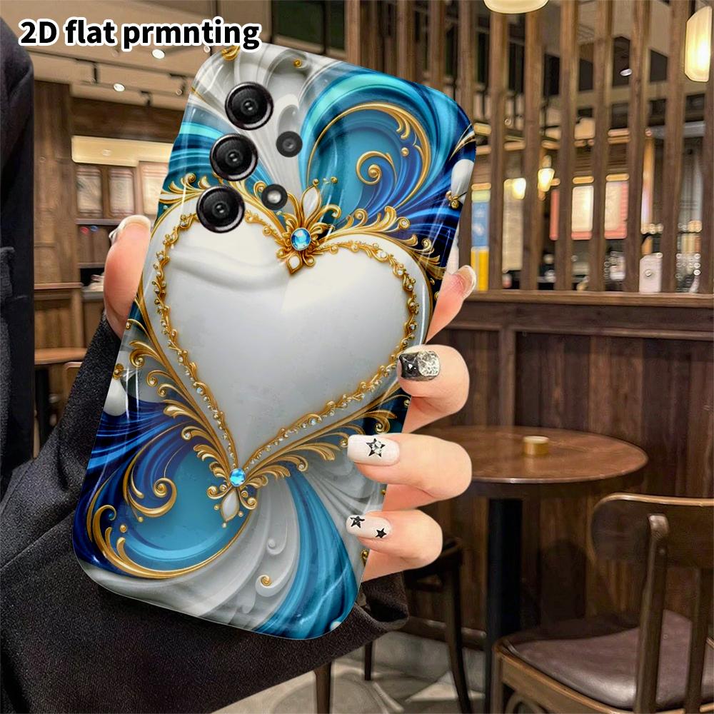 Phone Case: 2D flat design, suitable for Samsung Galaxy A34 A35 M05 M06 S20 S22 S21 FE Plus 5G protective case, white heart main design, perfect Chris