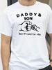 Father and Son Best Team T Shirt Daddy Child Fist Bump Fathers Day Shirt Funny Round Neck Short Sleeve Tshirt