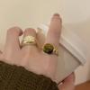 Vintage Amber Color Natural Stone Adjustable Ring Elegant Open Finger Ring Bohemian Style Jewelry for Fashionable Women