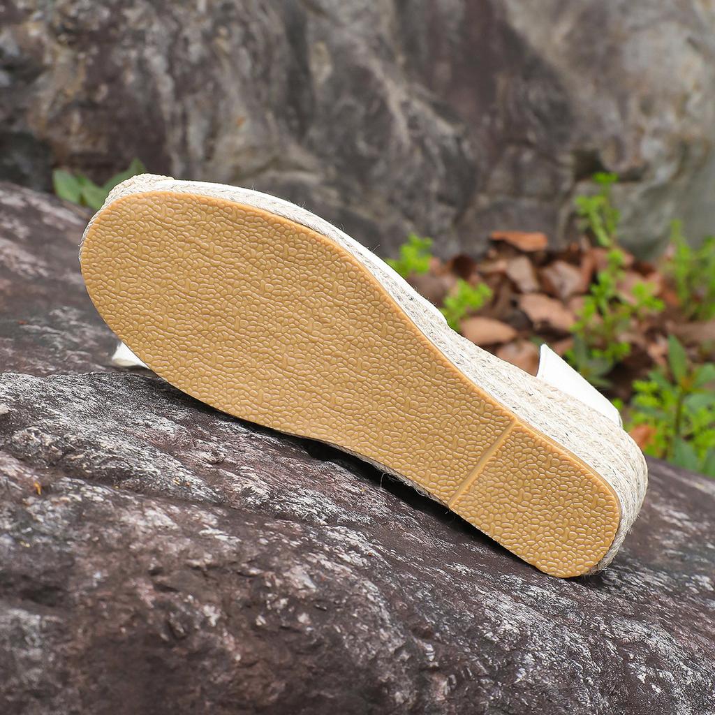 Straw wedge heel large size sandals women's new straps baotou fisherman shoes bohemian high heel sandals