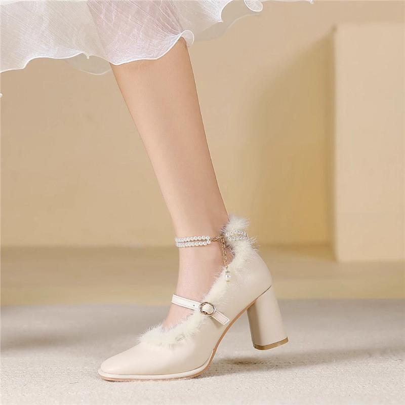 High Heel Mary Jane Shoes With Pu Material For Daily Fashion Women