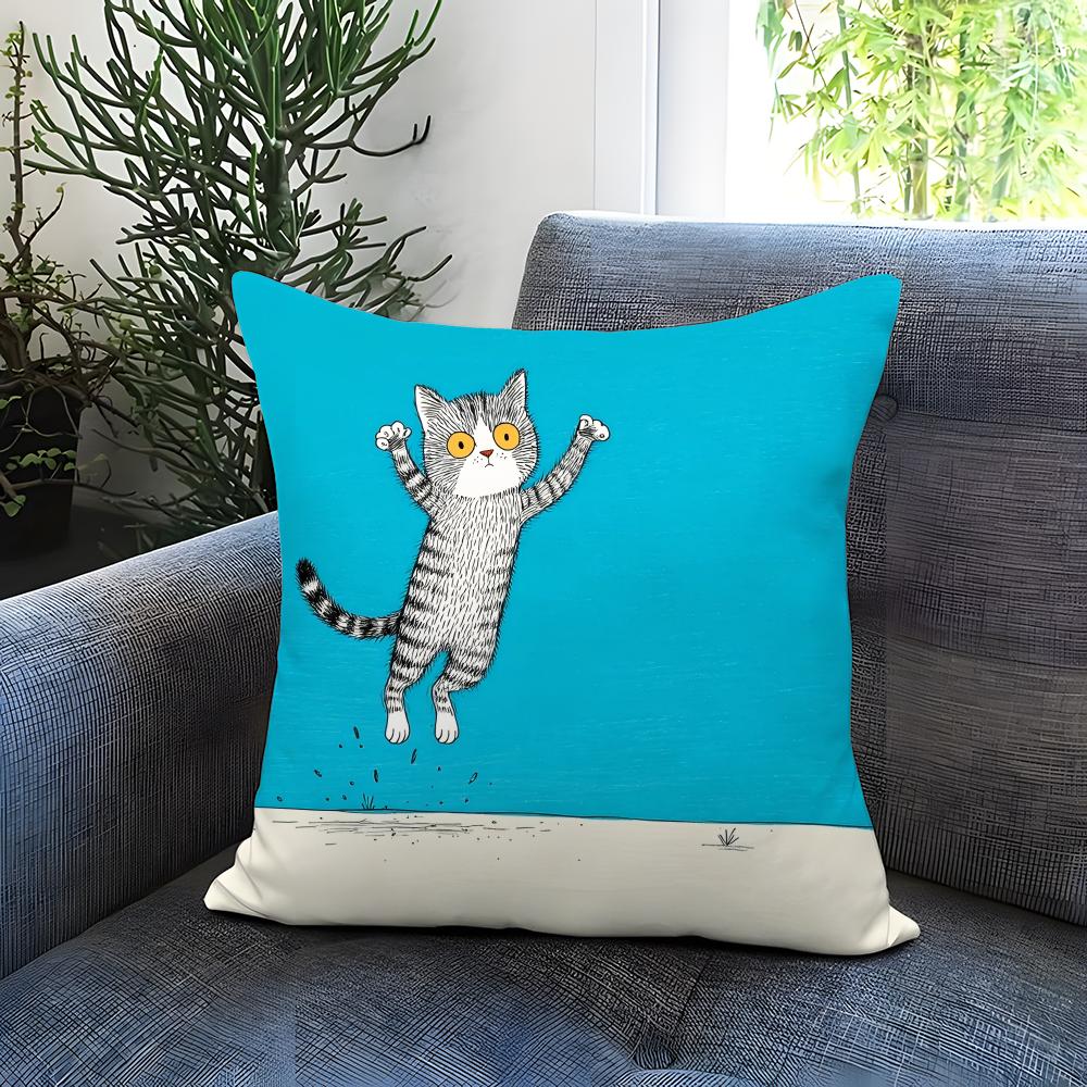 Hot NNaughty cated Cushion Cover Comfortable Reversible Pillow Cover Ideal for Car Sofa Bedroom  Beyond