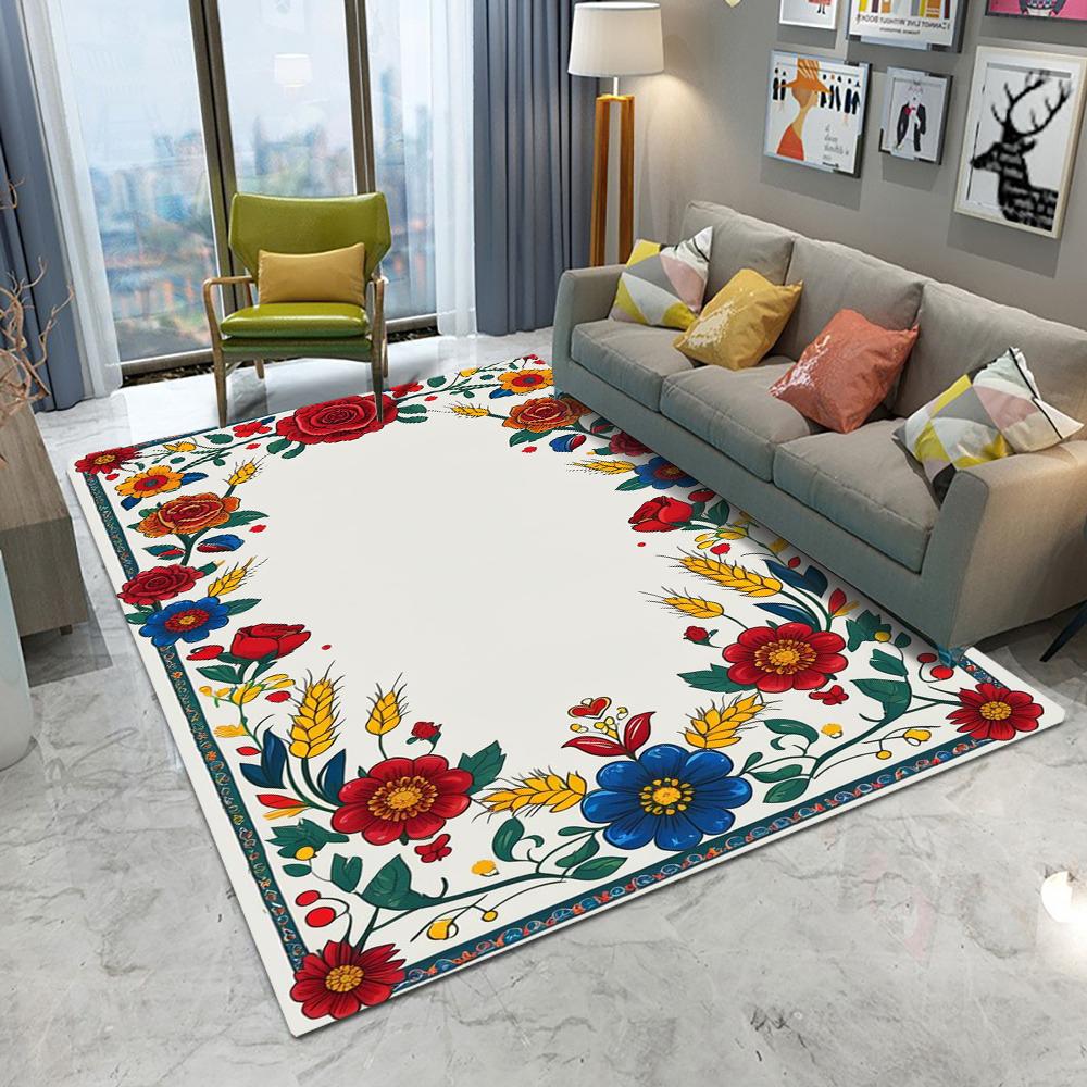 Dywan w stylu retro Bohemia z kwiatami do salonu, pod sofę, do sypialni, gabinetu, kuchni, mata pod drzwi wejściowe, antypoślizgowy, luksusowy dywan do dekoracji domu