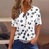Women's T Shirt Tee Print Button Short Sleeve Tunic Daily Weekend Fashion Basic V- Neck Regular Top