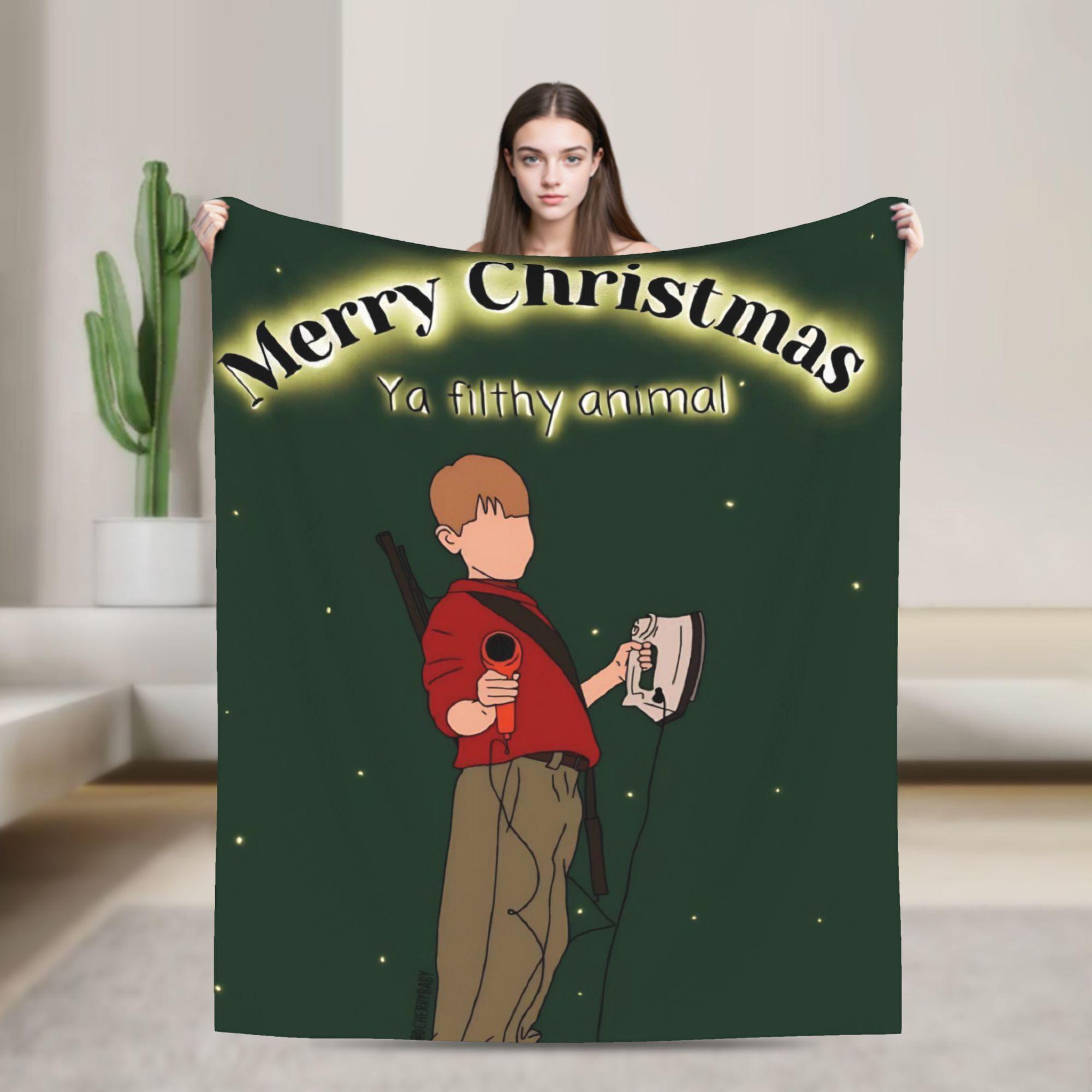 

Warm Soft Blanket Decorative Home Alone Merry Christmas Throw Blanket Flannel Bedspread For Bedroom Print Sofa Bed Cover 75x90cm