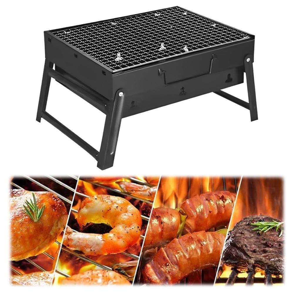 Stainless Steel Portable BBQ Grill Multifunction Folding BBQ Charcoal Grill Tabletop Barbecue Grill for Beach Garden Party