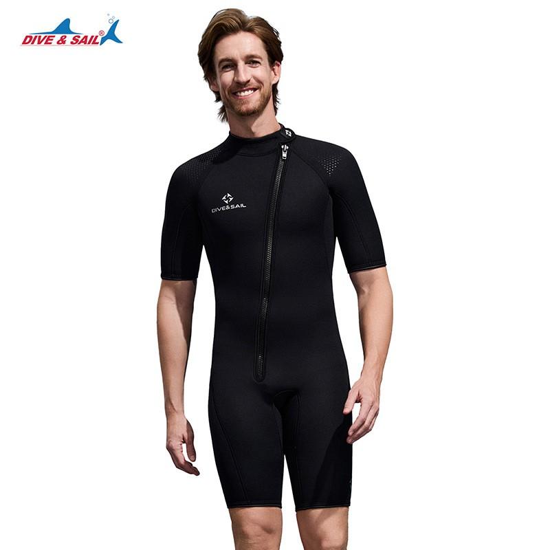 Diving Suit Men's 2MM Front Open Short Sleeve Warm Women's One-piece Snorkeling Surfing Swimsuit Shorts