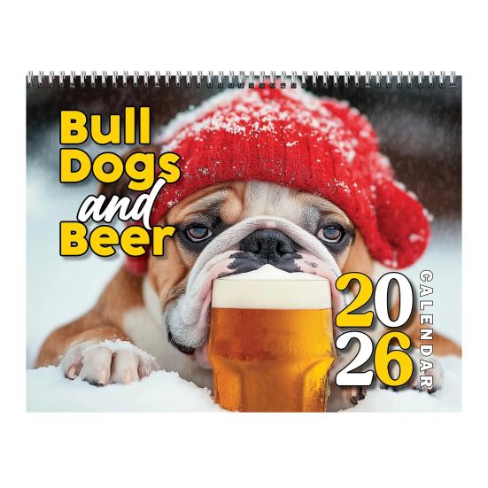 Bulldogs And Beer 2026 Wall Calendar 12-Month Themed Planner with Coil