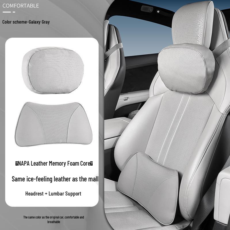 Xiaomi SU7/Ultra/YU7 Magnetic Headrest Neck & Lumbar Support Leather Cushion