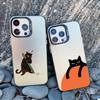 Black Personality Cool Cat Shockproof Phone Case For iPhone 12 11 Pro Max 15 14 13 Pro Max 13 Mini 15 14 Plus Laser Back Covers