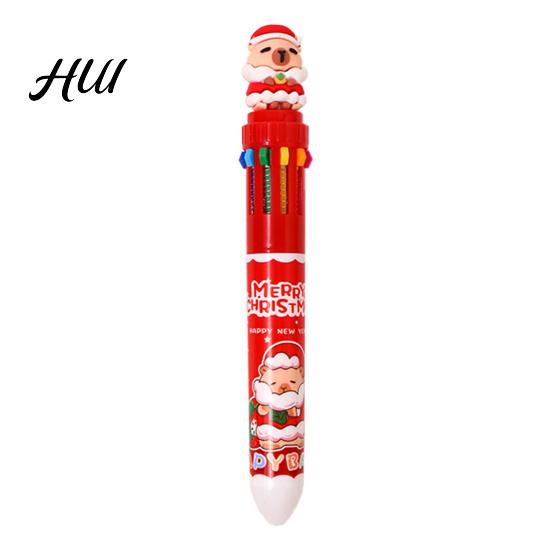 Colorful Retractable Pen Christmas Capybara Ballpoint 10 Color Cartoon Smooth Elk Snowmen Tree Multi-color Writing Festive Stationery Gift for