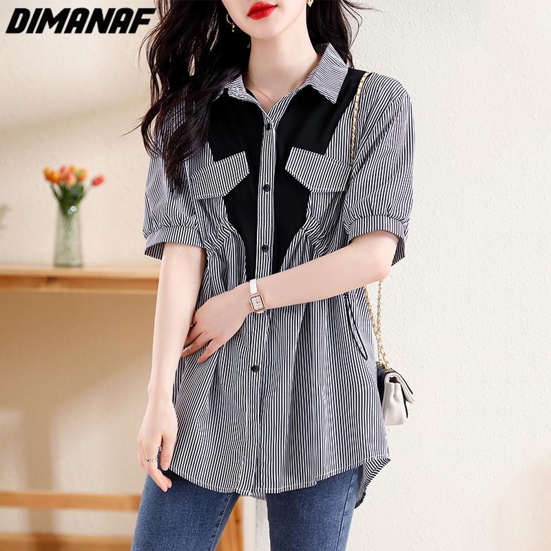 

DIMANAF 2023 Женская блузка больших размеров льняная футболка повседневные топы свободные летние футболки с коротким рукавом POLO клетчатый воротник