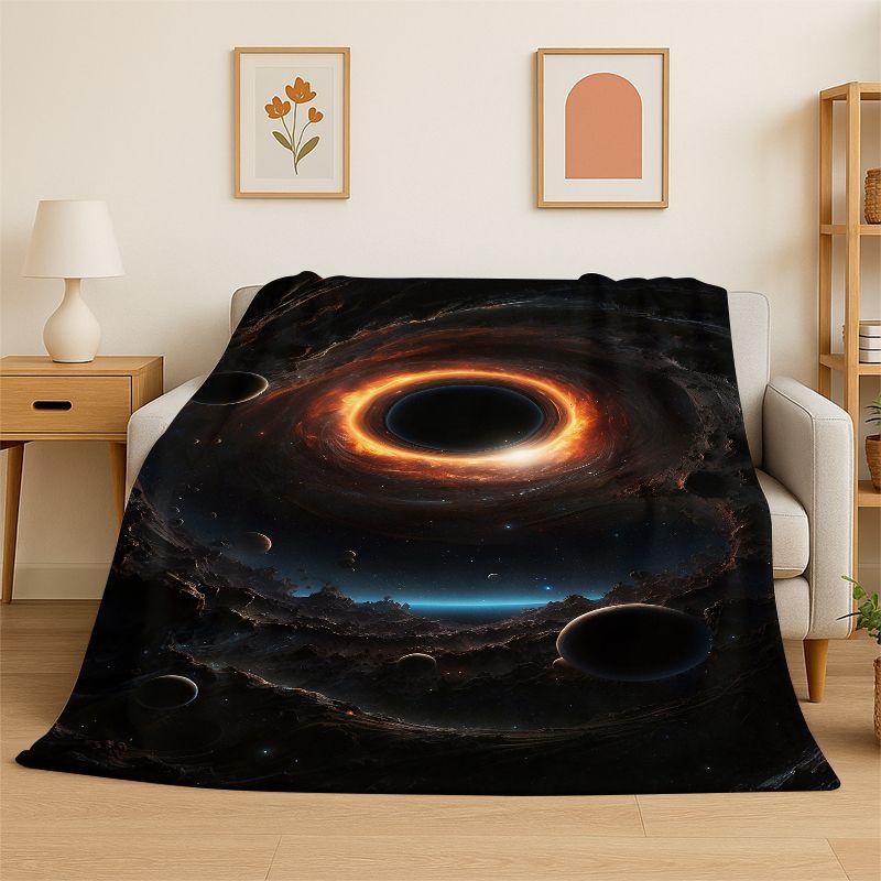Dream Universe Galaxy Space Stars Black Hole Milky Way Flannel Blanket Soft Throw Blanket for Bedroom Living Room Bed Picnic Nap