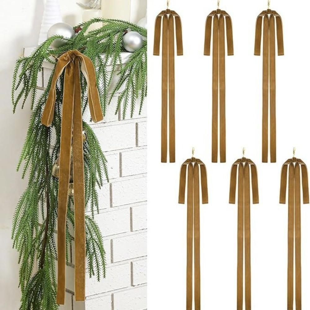6pcs/set Vintage Christmas Tree Bows Indoor Outdoor Decorations Versatile Usage Velvet Bows Elegance Christmas Gift Wreath Bow