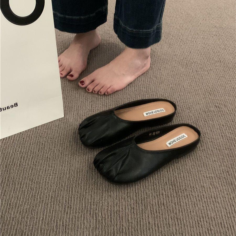 Comfortable and Casual Flat-bottomed Bag Head Half Slippers Women's Outer Wear Muller Shoes 2025 Spring and Summer New One-pedal Women's Cool Slippers
