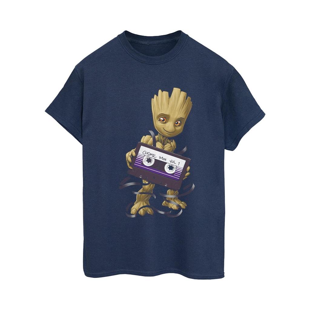 Marvel Womens/Ladies Guardians Of The Galaxy Groot Cosmic Tape Cotton Boyfriend T-Shirt