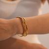 Inspired Design 18K Gold-Plated Titanium Steel Open Hand Bracelet for Women