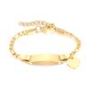 Customized Infant Stainless Steel Crown Chain Link Baby Bear Bracelet with Free Engraving for Kids Child Birthday Gift