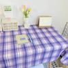 INS Plaid Table Cloth Japanese Fresh Checkered Tablecloth Bedroom Dormitory Dressing Table Mat Rectangular Desk Decor