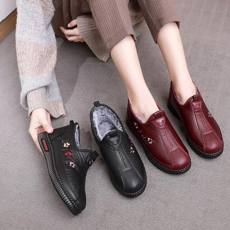 [] Women's cotton shoes with velvet thick soles and breathable middle-aged mother shoes with soft soles and non-slip women's cotton