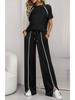 2026 Women's Round Neck Ribbed Casual Hoodie and Pants Set